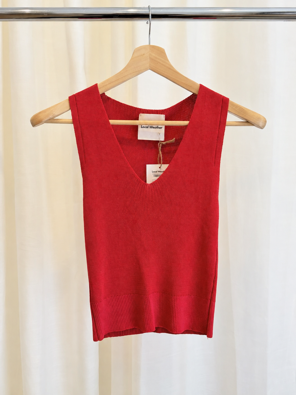Top de tricot de canalé con escote en pico