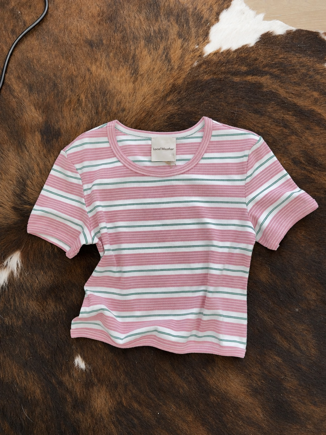 Camiseta de canalé con rayas multicolor verde