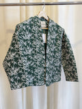 Kimono Corto Estampado Bambú Verde/Blanco